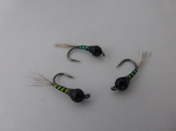 Size 14 Tungsten Black Shadow Perdigon Barbless